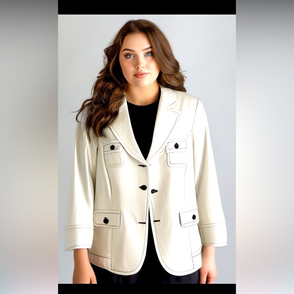 STYLE & CO. PLUS SIZE 24W White Top Jacket with Black Trim